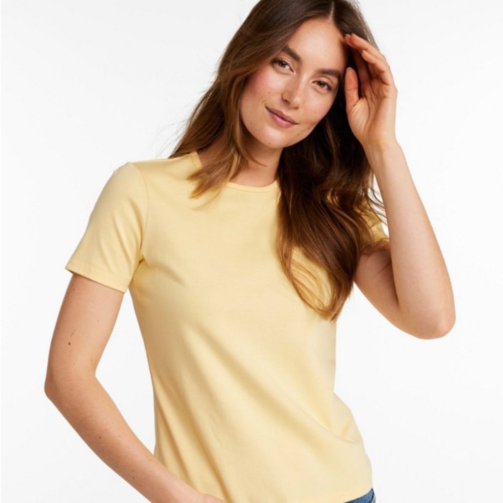 LL Bean M Tee Shirt Supima Cotton Yellow Plastel Bohemian Cottagecore Trending